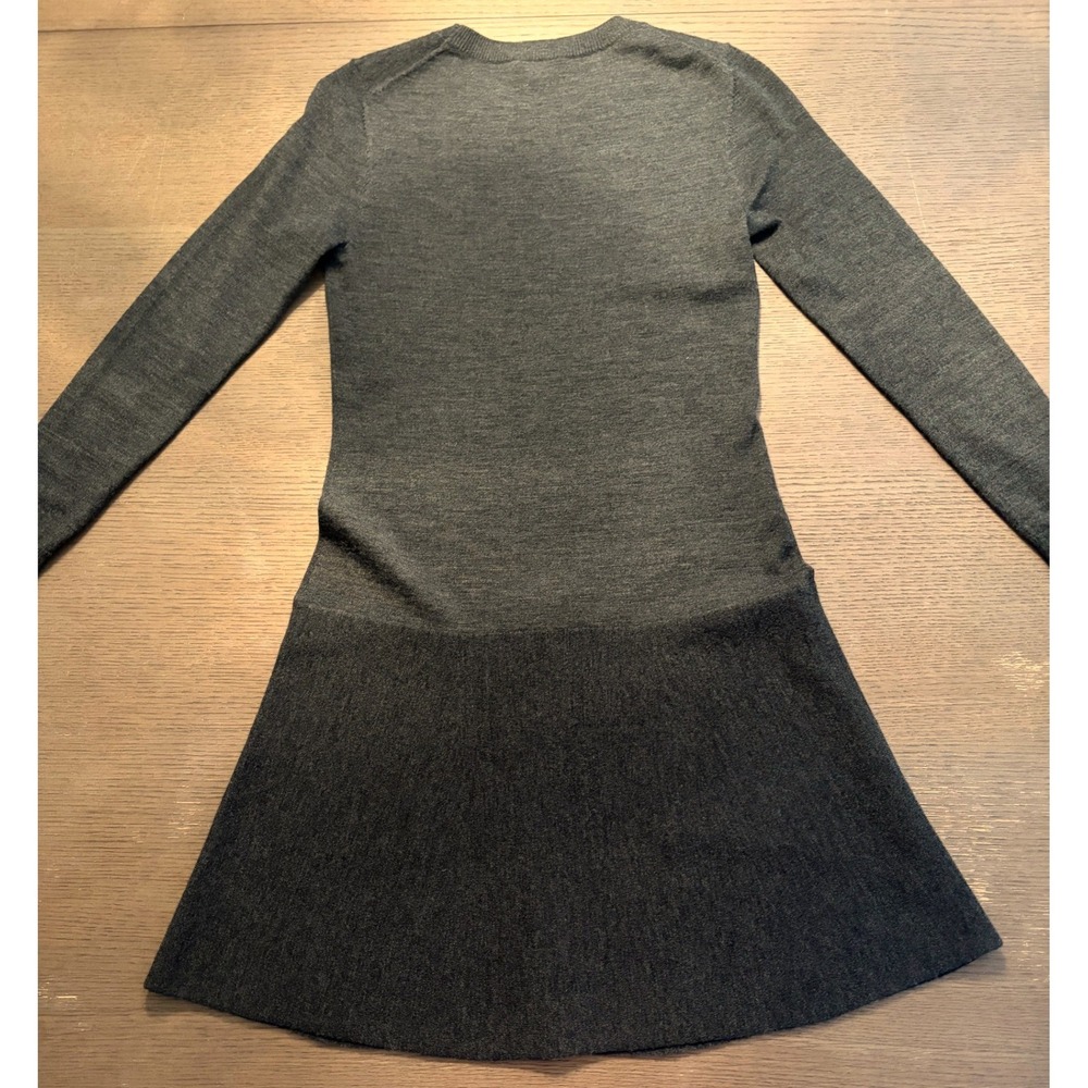 Theory Womens Charcoal Grey Wool Blend Drop Waist Long Sleeve Knit Dress - Picture 8 of 9